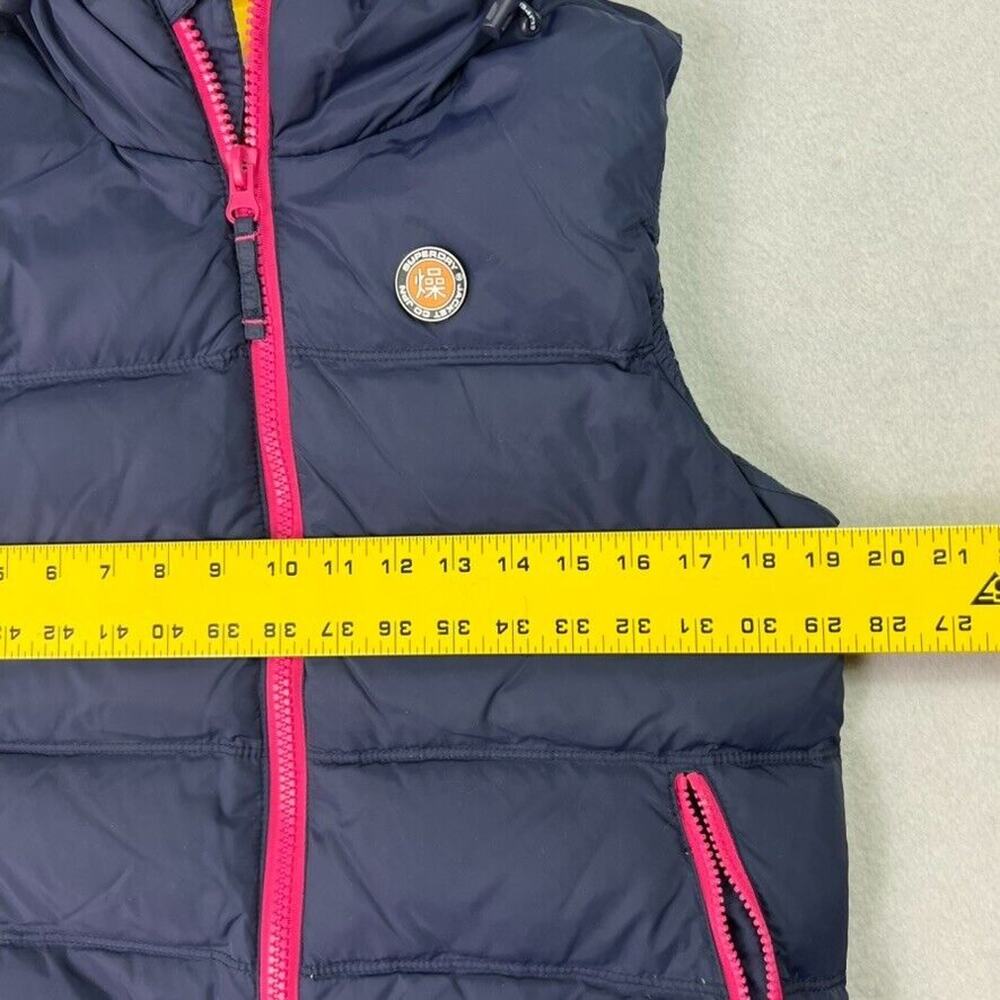 Superdry Japan Puffer Vest Womens M Blue Yellow Zip Up New Active Gorpcore - Picture 3 of 11